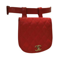 Vintage 1980s Chanel Red Leather Funny pack