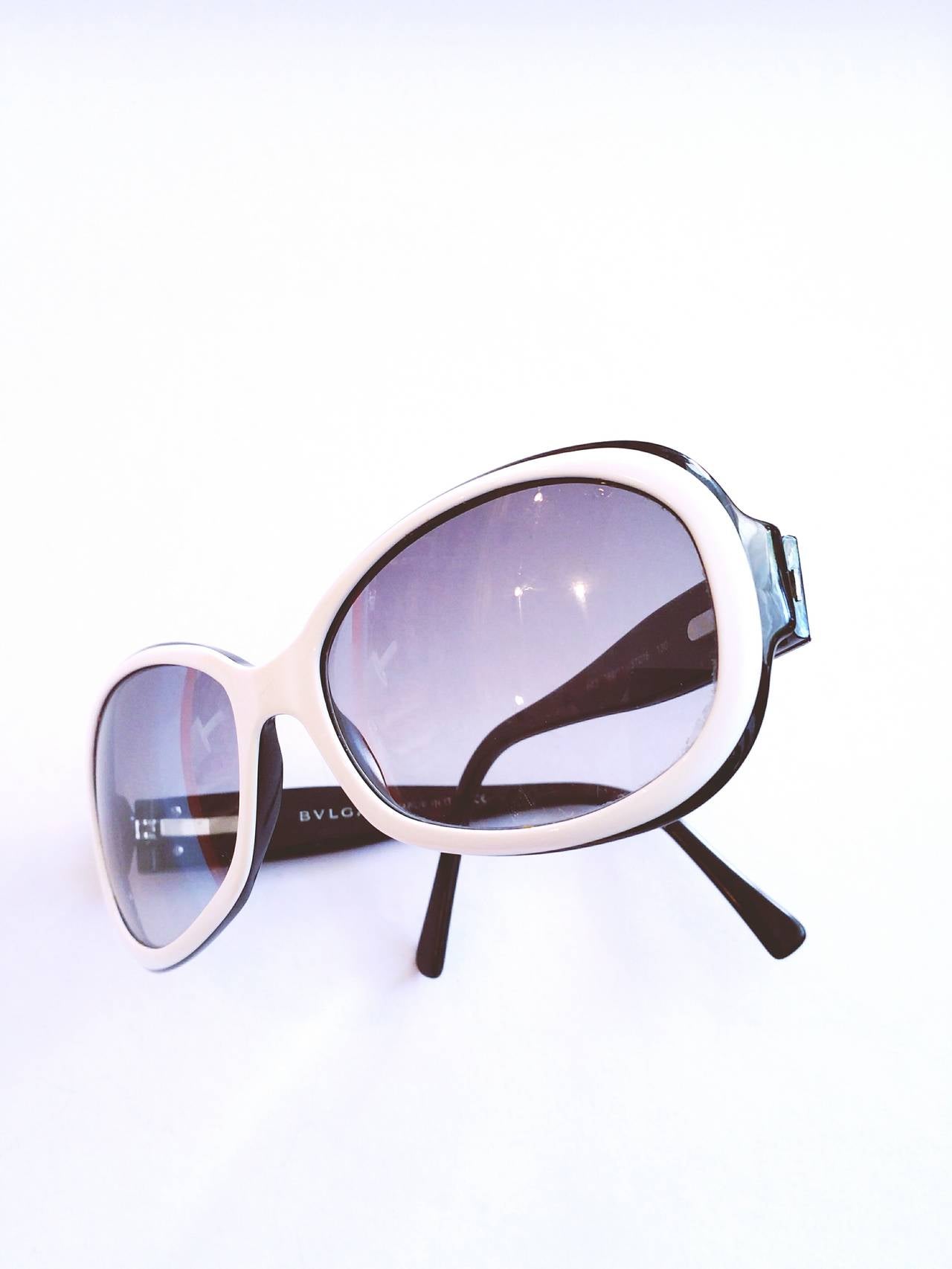 1990s Bulgari Sunglasses in black & white still with box.