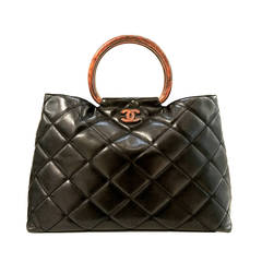 Vintage 2000s Chanel Black Bag with Bakelite