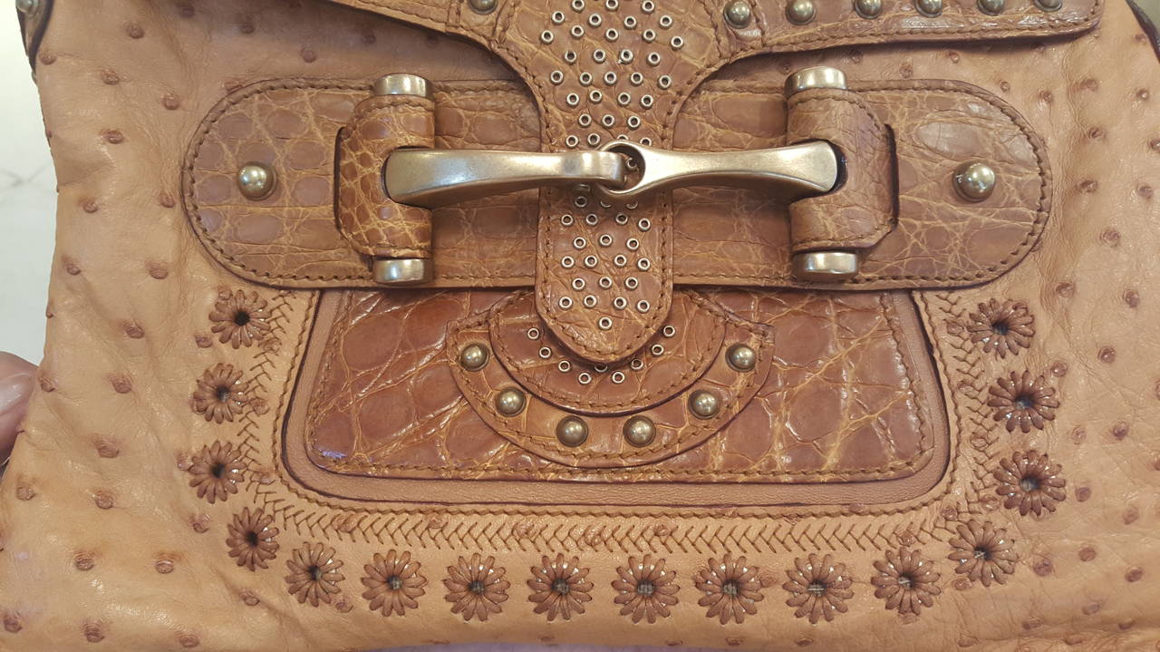 2000s Gucci Ostrich Leather brown Bag In New Condition In Capri, IT