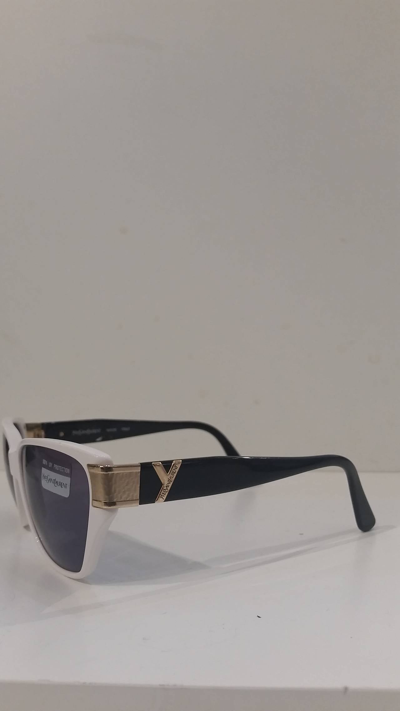 Women's 1970s Yves Saint Laurent White & Black sunglasses