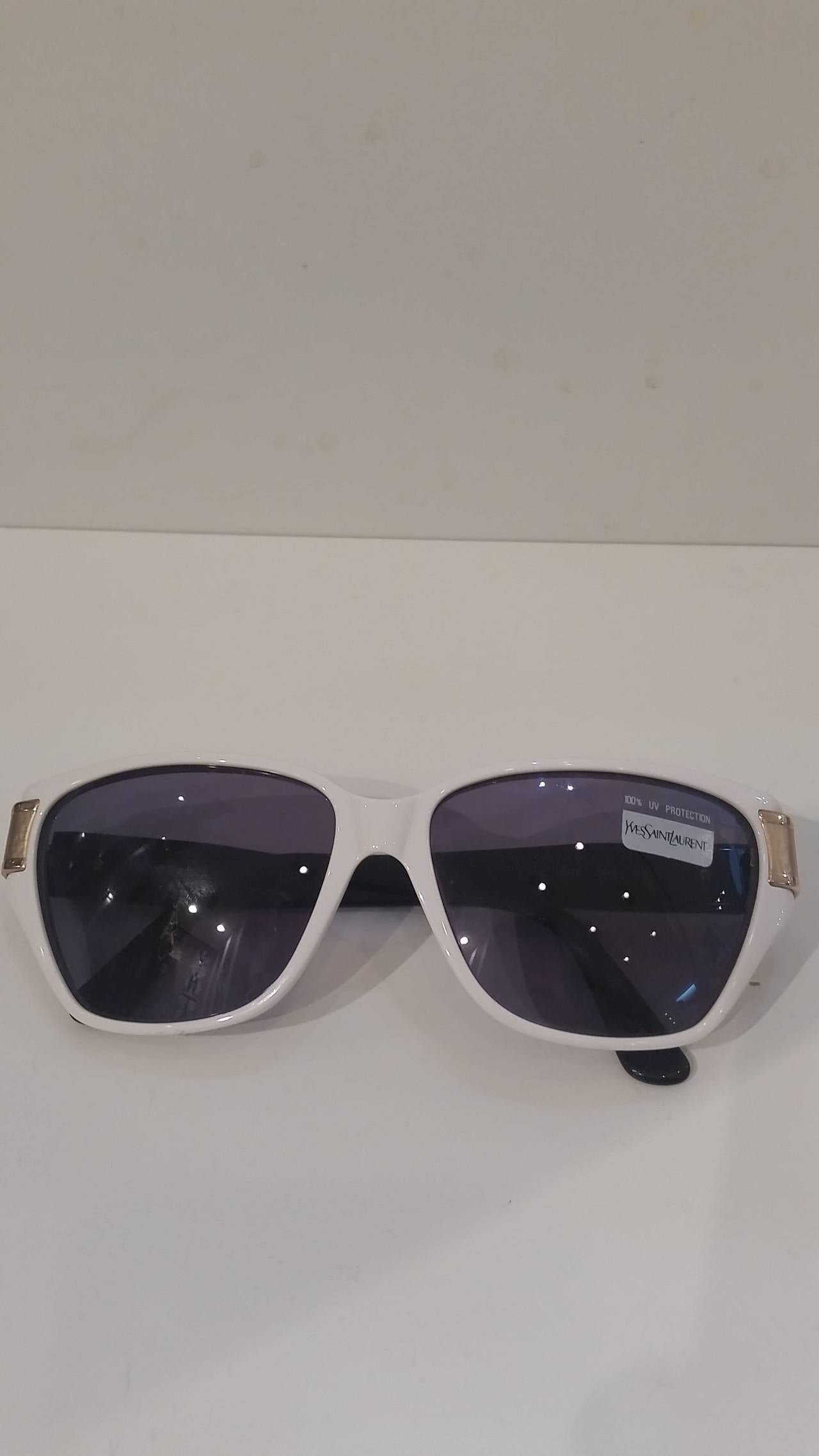 1970s Yves Saint Laurent White & Black sunglasses 2