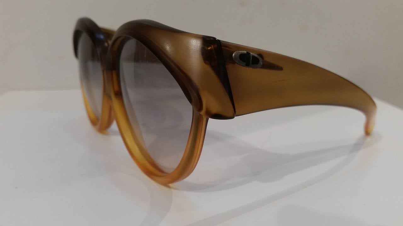 Gray 1980s Christian Dior brown sunglasses