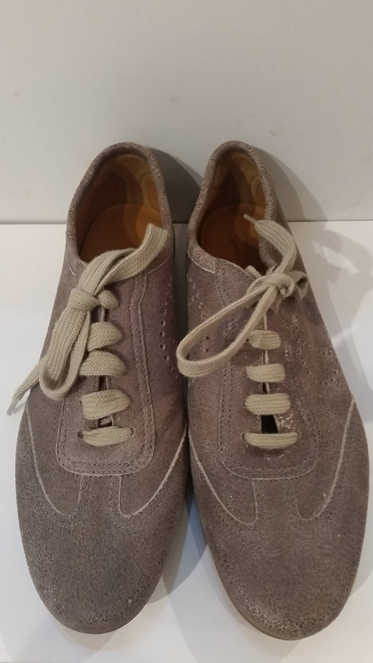 1990s Hermes grey sneakers never used in 37 italian size