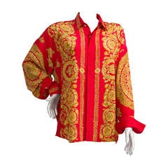 1990s Gianni Versace Iconic red and gold shirt