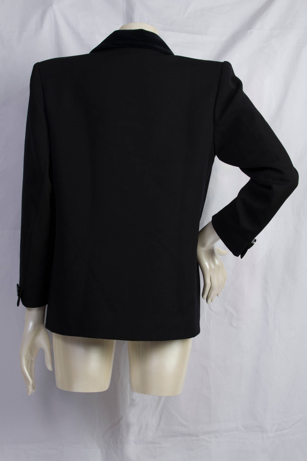 1970s Yves Saint Laurent Variation black jacket with collar in velvet