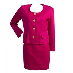 1980s Yves Saint Laurent variation fucsia suit 12