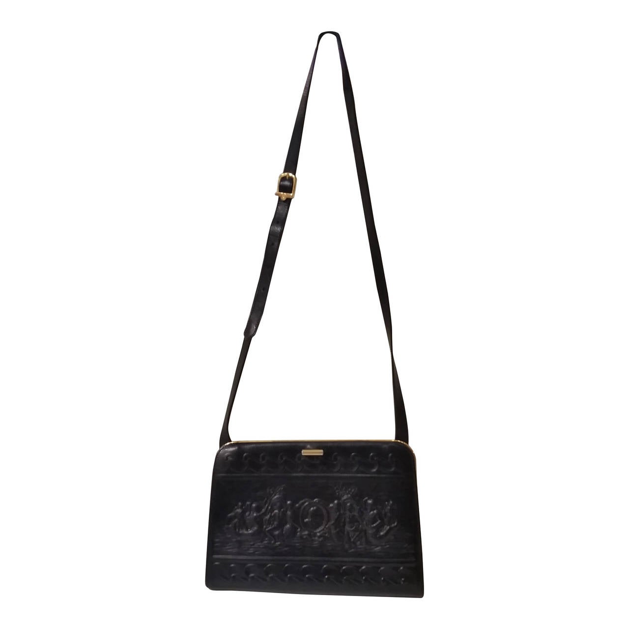 1960s Fendi black Leather shoulder bag