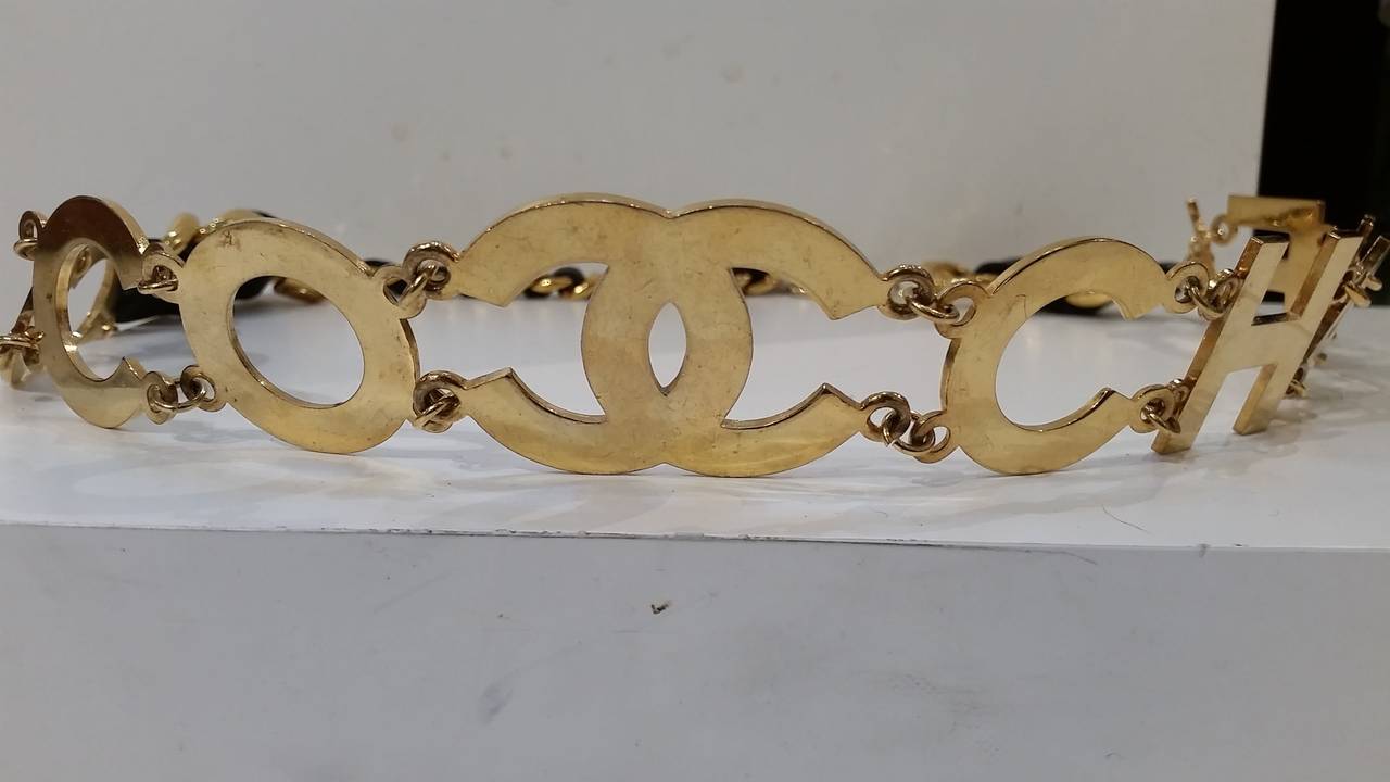 1980S Chanel Rare Coco black and gold belt 1