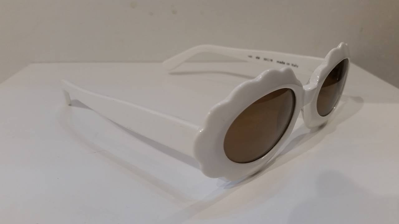 Gray 1980s Moschino by Persol white sunglasses