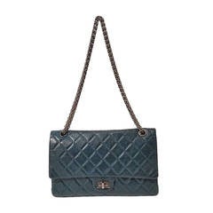 2013 Chanel dark green leather shoulder bag