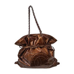 2007 Chanel Bronze Jumbo Patent Bon Bons Cabas Tote Bag