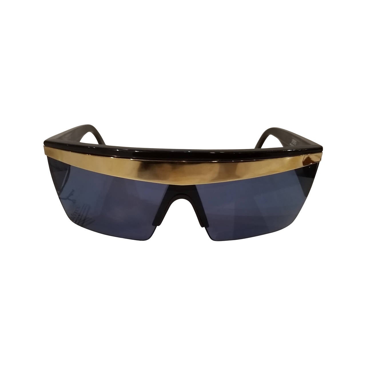 1980s Gianni Versace black mirrored "update" sunglasses