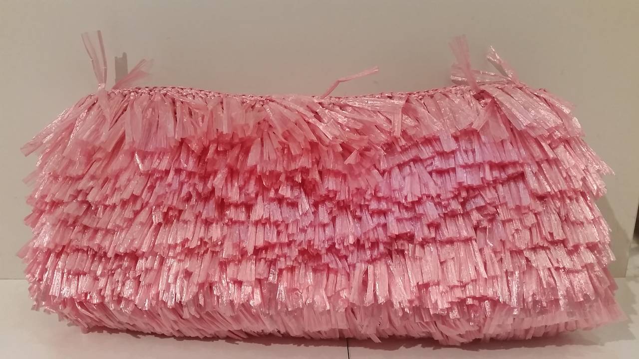 2013 Prada rafia pink grass bag In Excellent Condition In Capri, IT