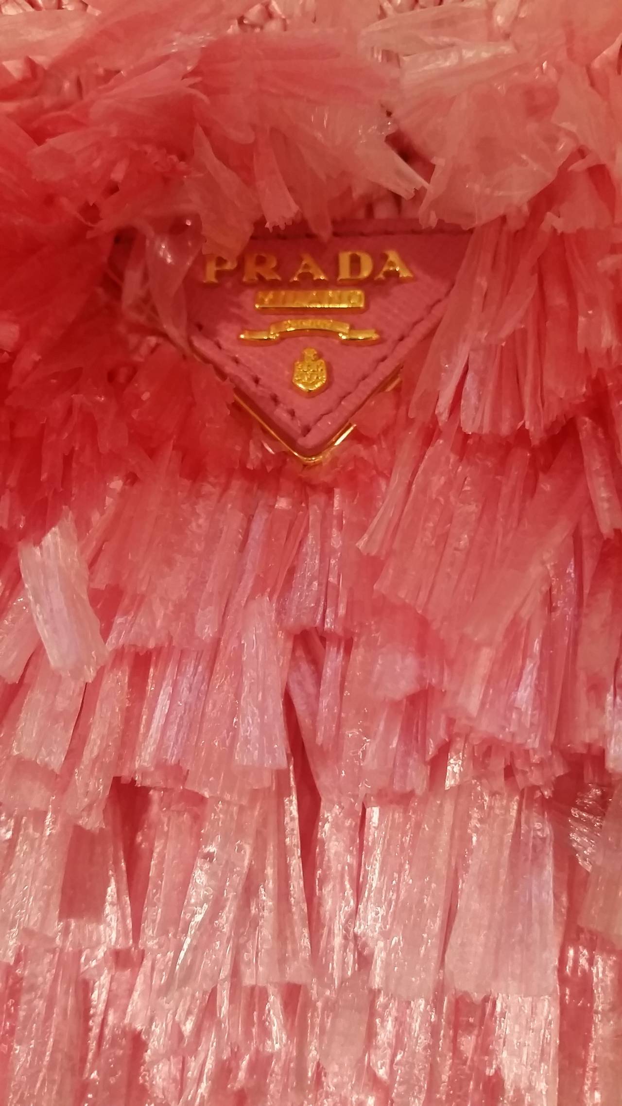 Women's 2013 Prada rafia pink grass bag