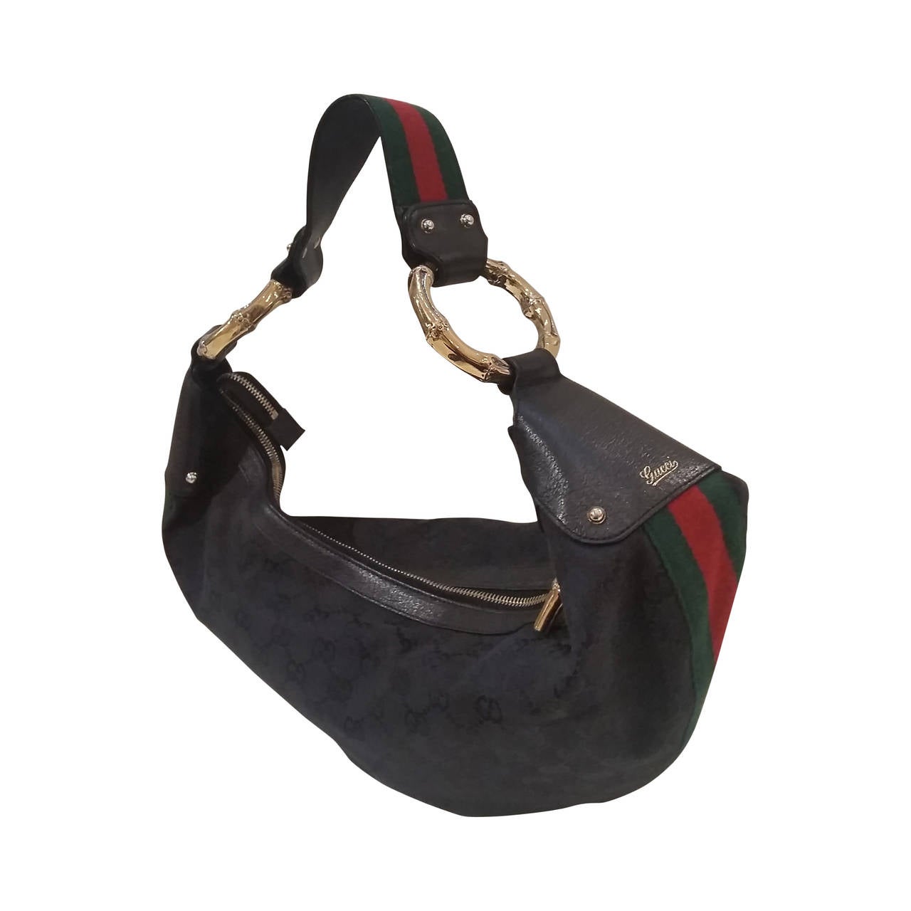 2000s Gucci half moon hobo bamboo black bag at 1stDibs | gucci half moon bag,  gucci print half-moon hobo bag, gucci half moon hobo bag