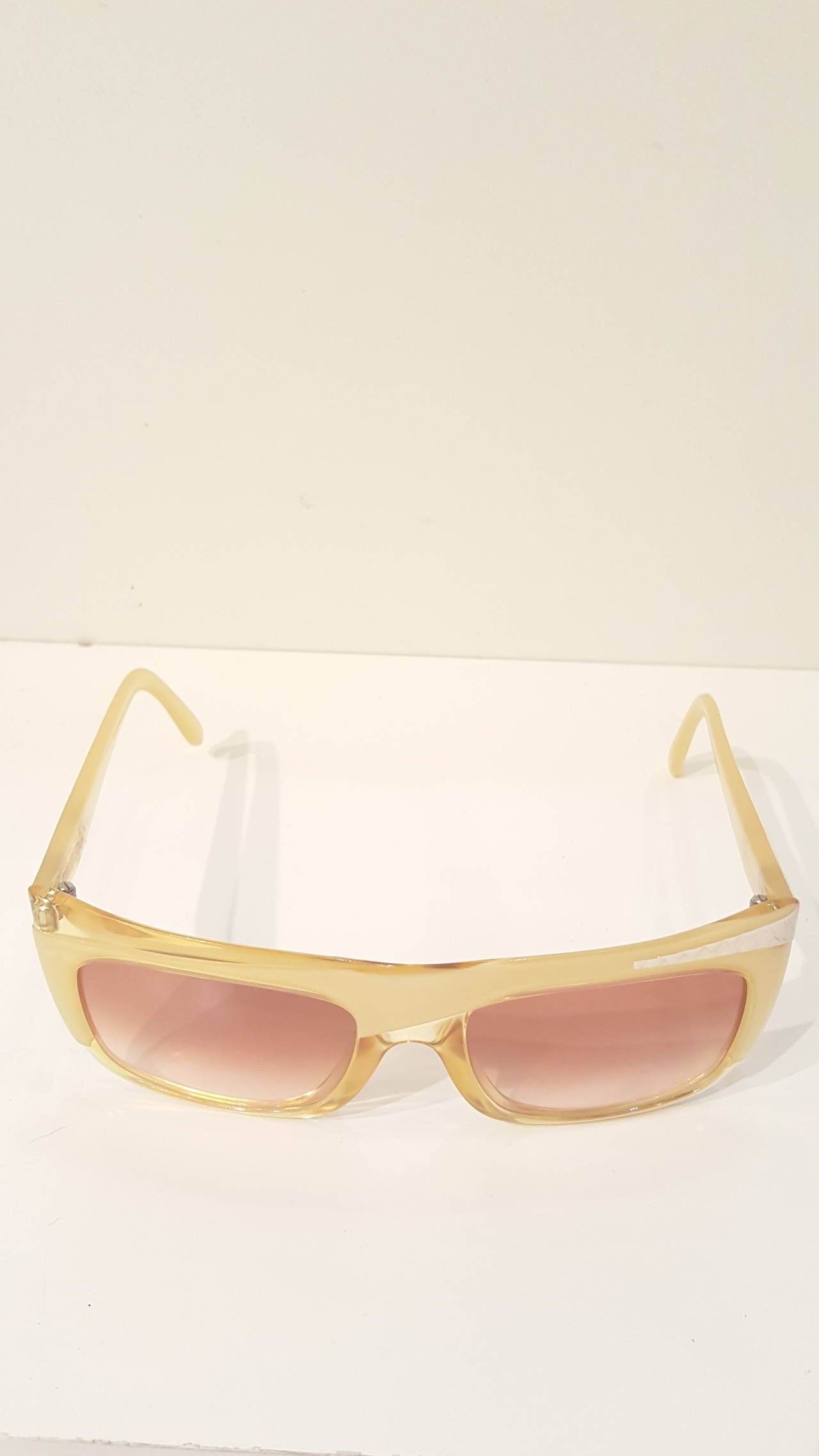 Beige 1980s Christian Dior yellow sunglasses