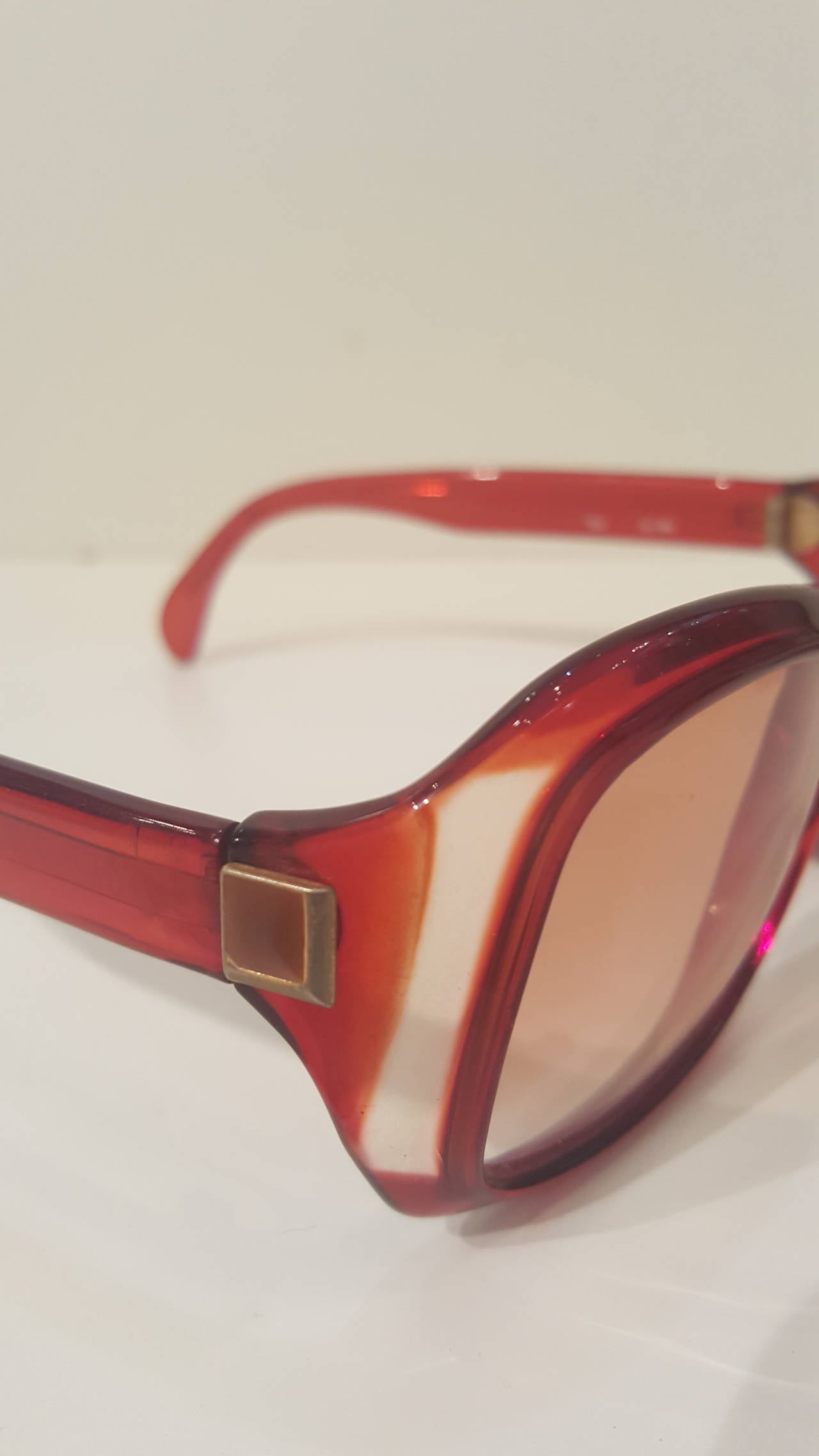 Brown 1980s Lanvin red sunglasses