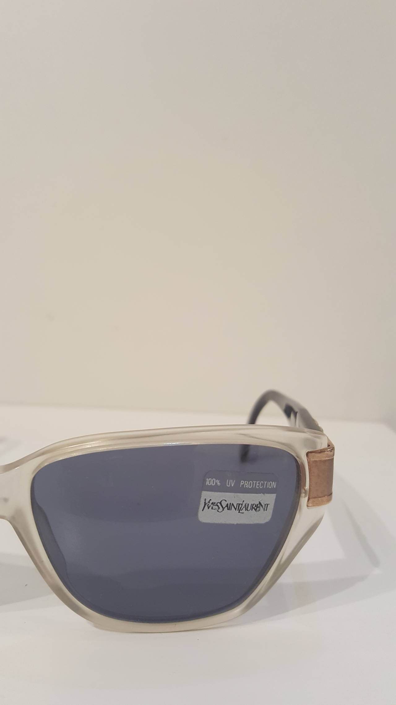 1970s Yves Saint Laurent transparent & black sunglasses never used. 100% uv protection