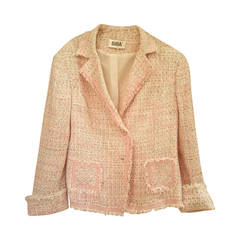 1980s Biba light pink and multicolour jacket