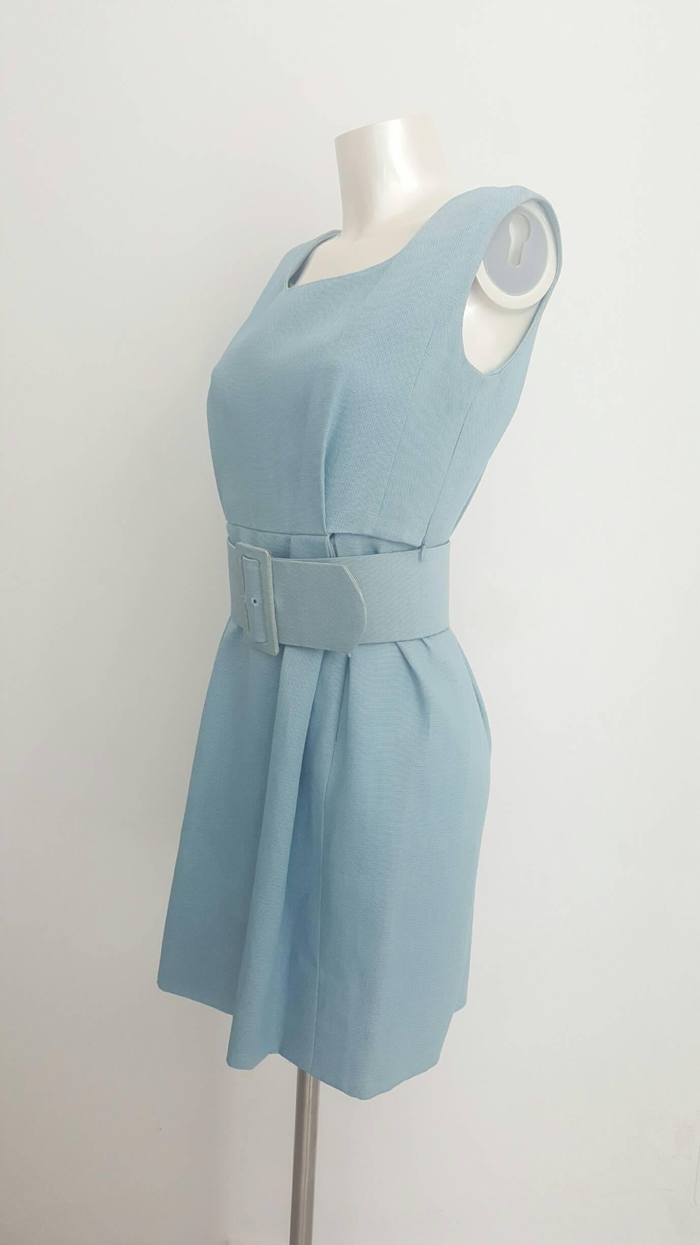 2008s Balenciaga Edition Light blu dress with belt is a reproduction of 1964
French size 38 which correspond to italian size range 42
still with tags