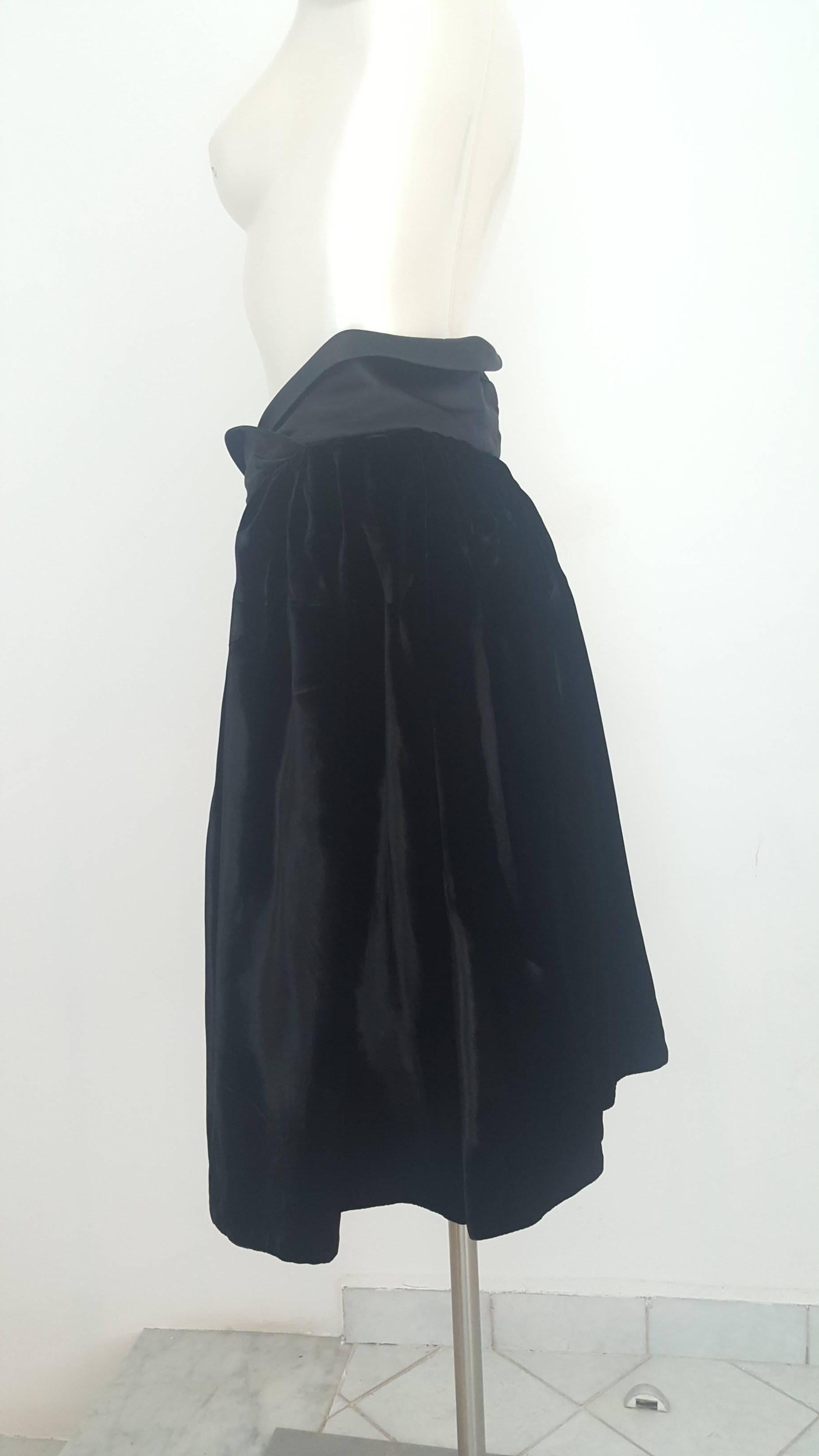 Black 2000s John Galliano velvet black skirt