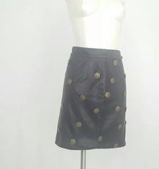1980s Moschino black leather skirt