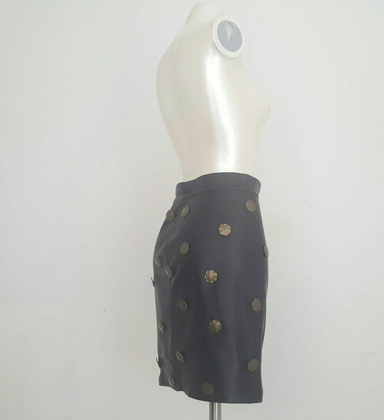 Black 1980s Moschino black leather skirt