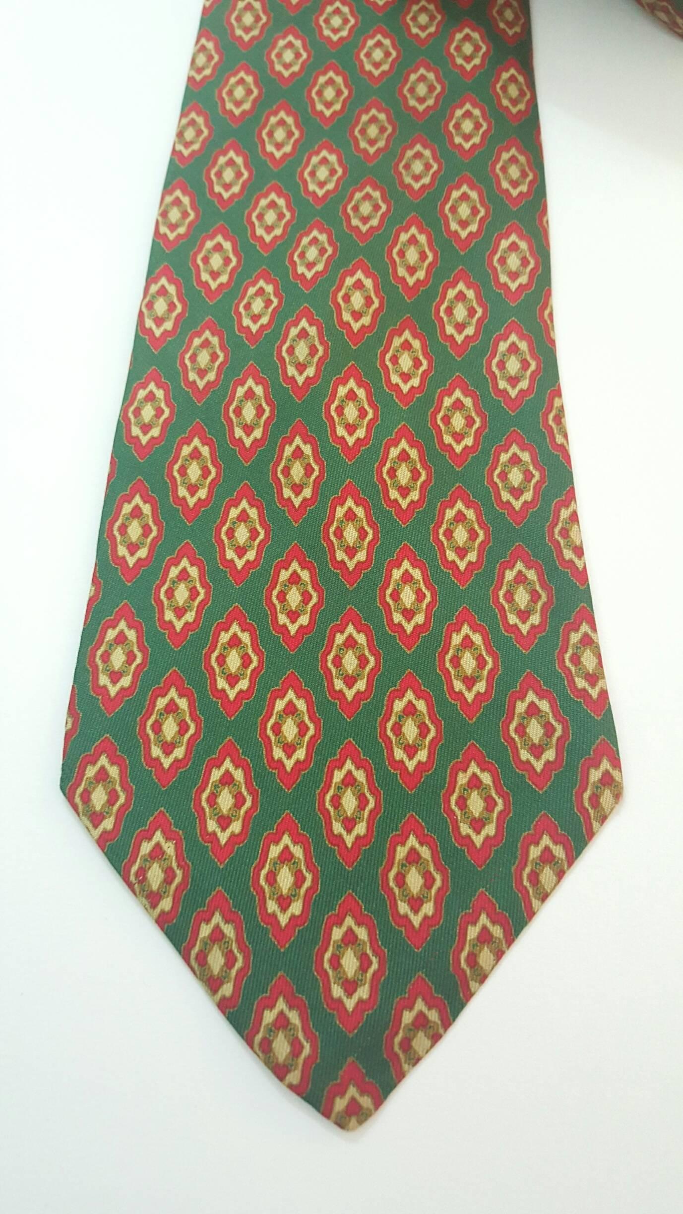 1990s Christian Dior green tie totally made in france 100% silk