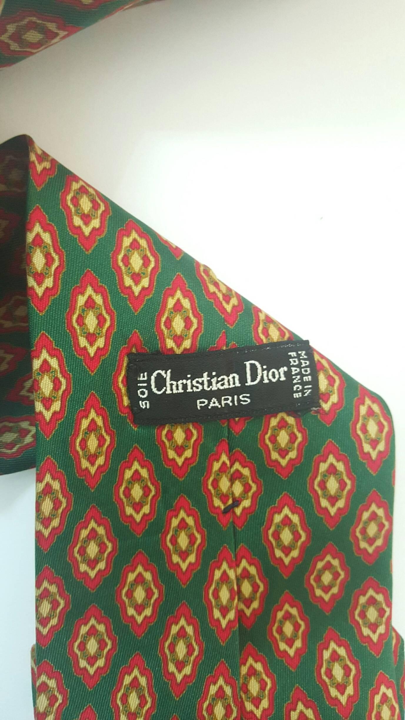1990s Christian Dior green tie In Excellent Condition In Capri, IT