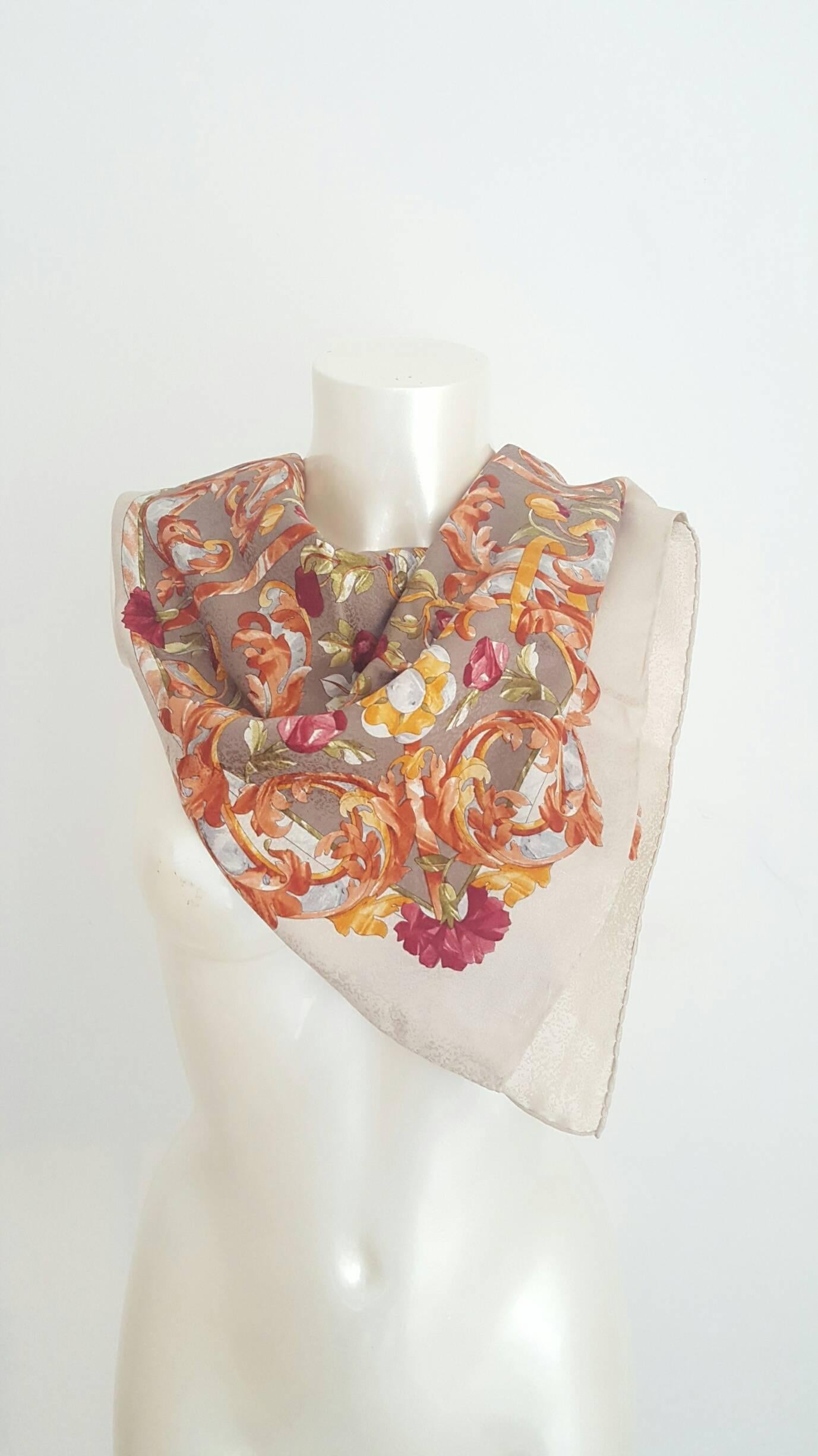 Beige 1980s Balenciaga multicolour foulard
