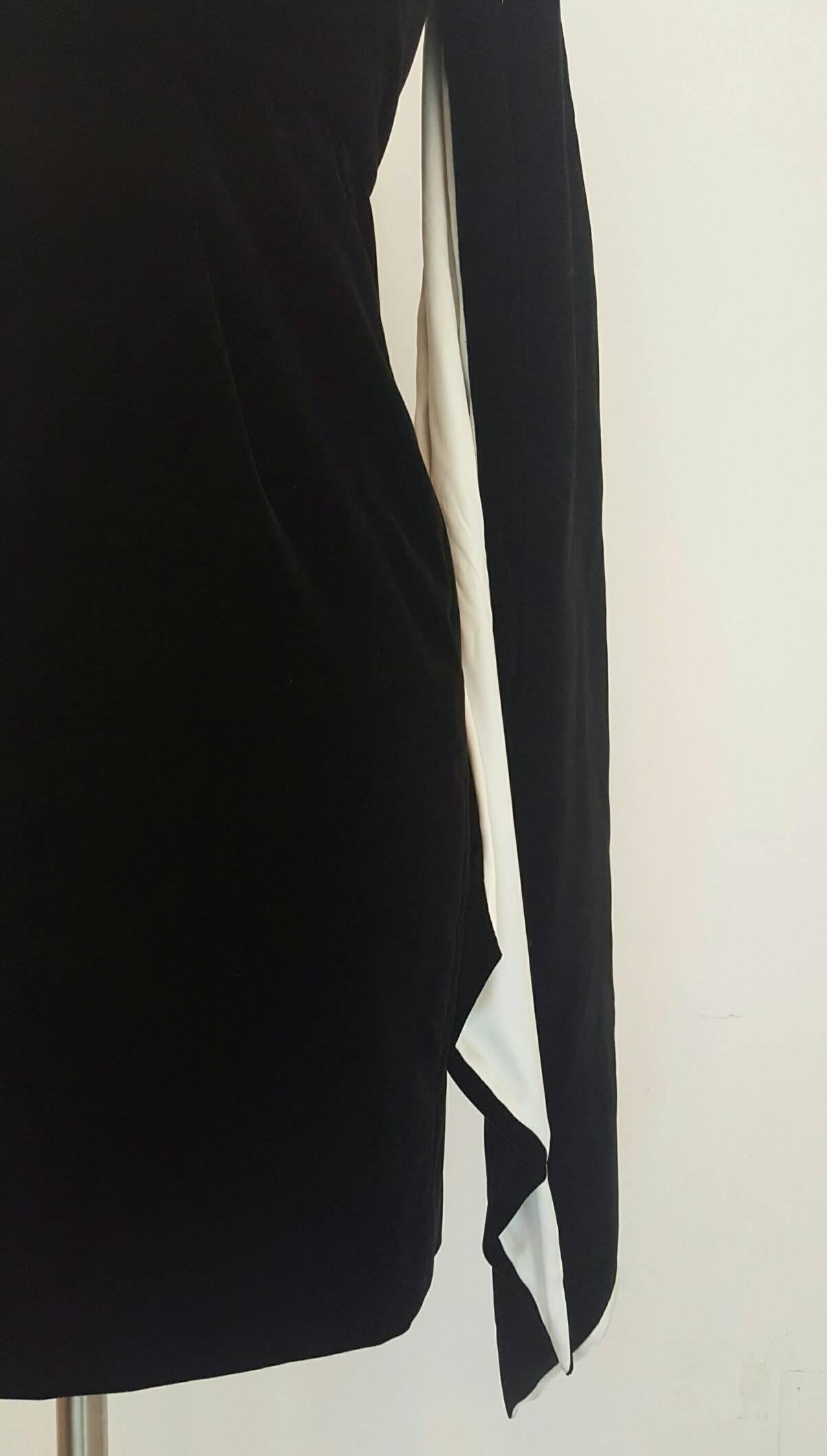 Black 2000s Yves Saint Laurent black and white velvet dress NWOT