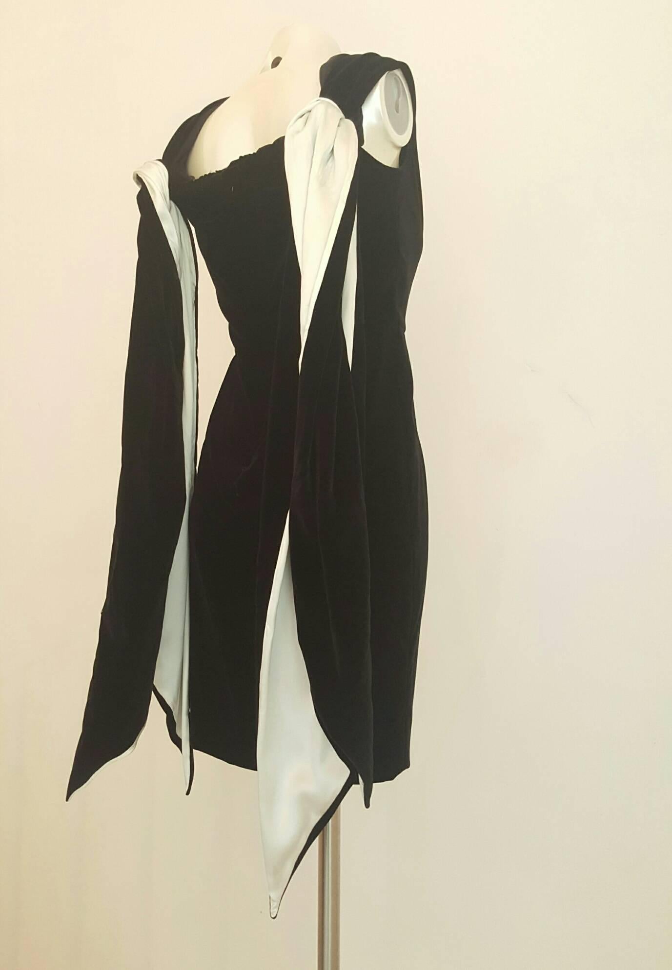 Women's 2000s Yves Saint Laurent black and white velvet dress NWOT