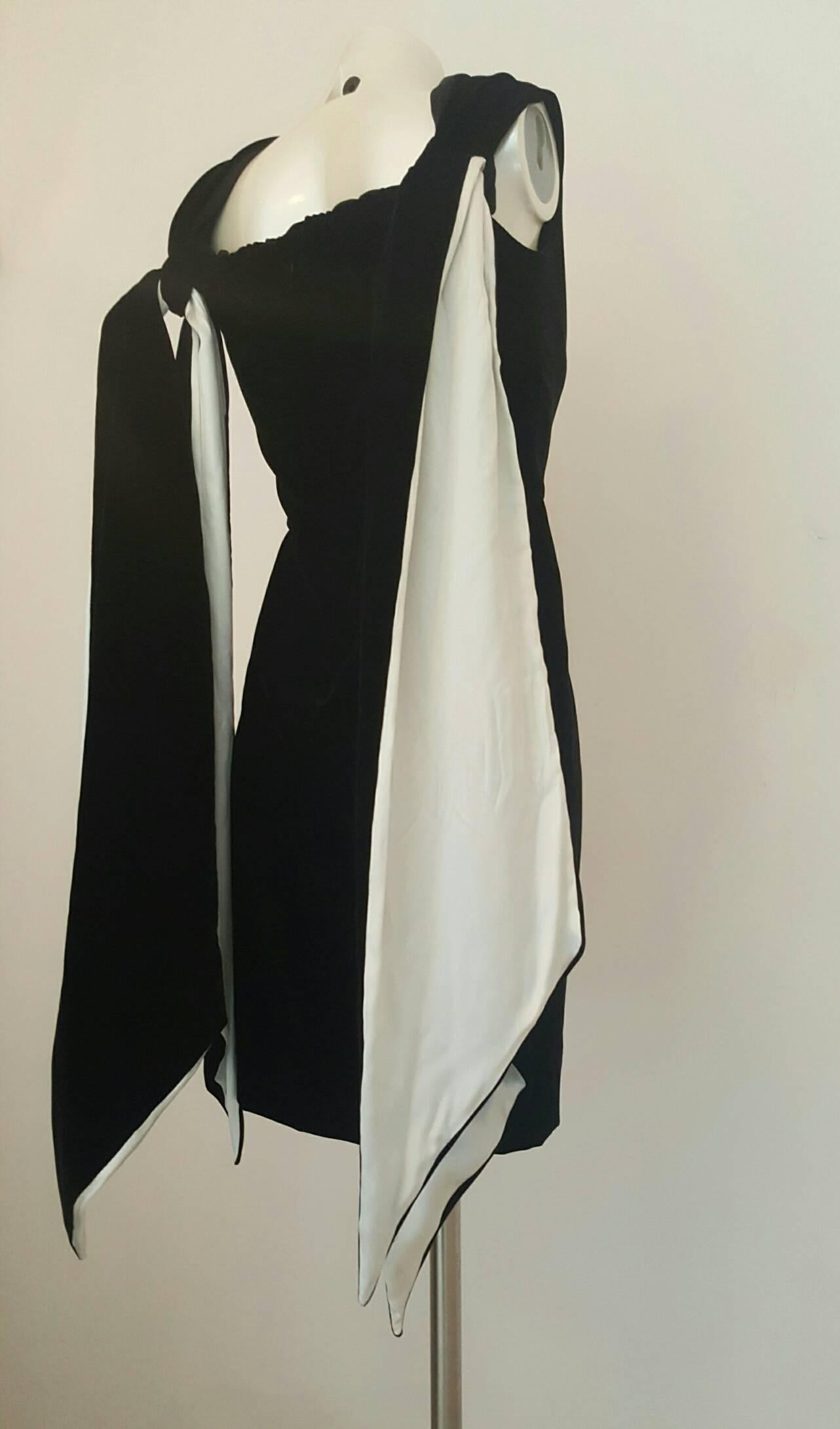 2000s Yves Saint Laurent black and white velvet dress NWOT 2