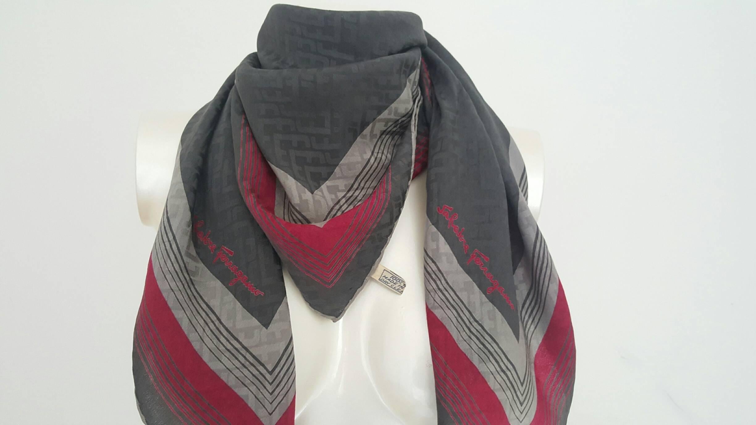 1990s Salvatore Ferragamo multicolour foulard   totally made in italy in 100% Silk