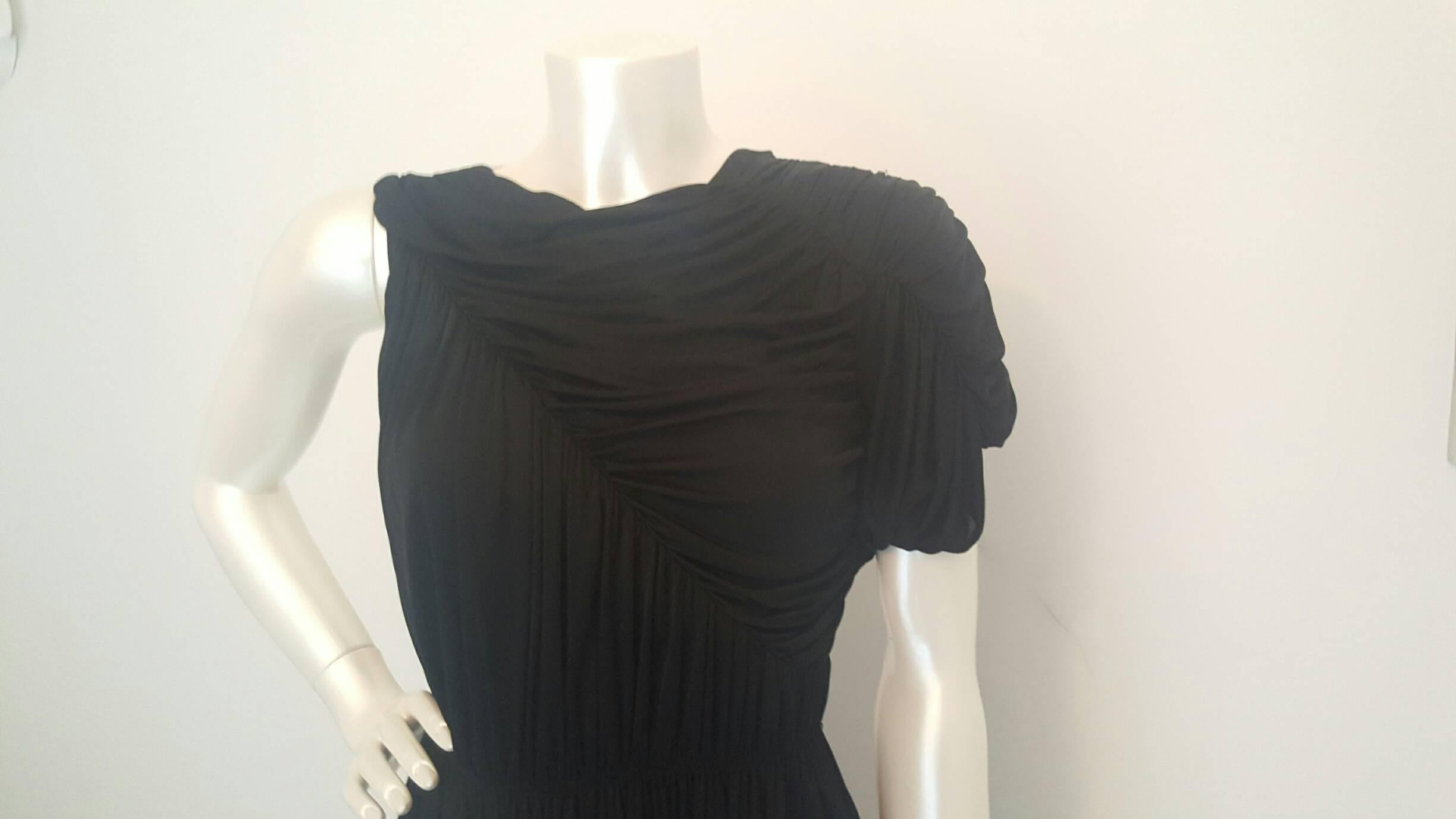 2000s Francesco Scognamiglio black dress in italian size range 42
Composition: 100% Viscose 
