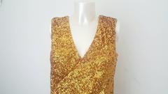 2000s Halston Heritage gold sequins embelisshed dress