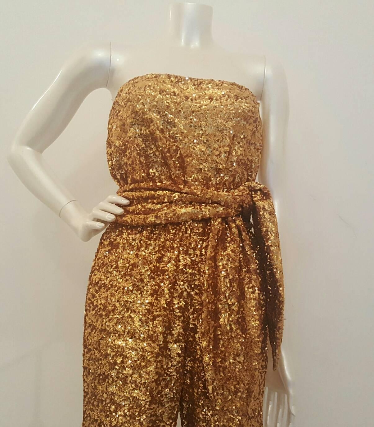 2000s Halston Heritage gold sequins all in one NWOT made in china in size range 4