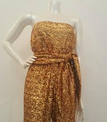 2000s Halston Heritage gold sequins jumpsuit NWOT