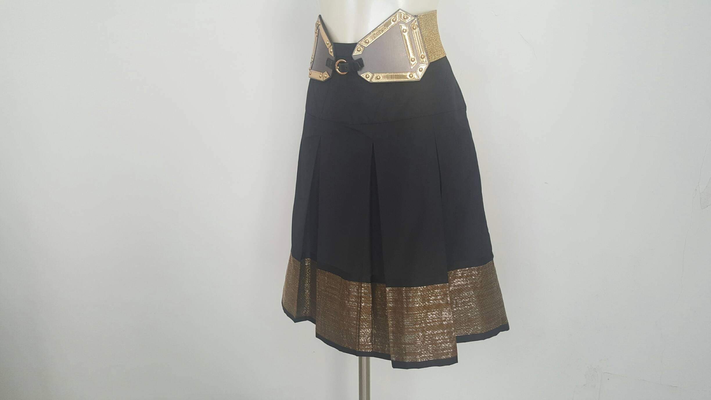 Black 2000s Roberto Cavalli black skirt with gold belt