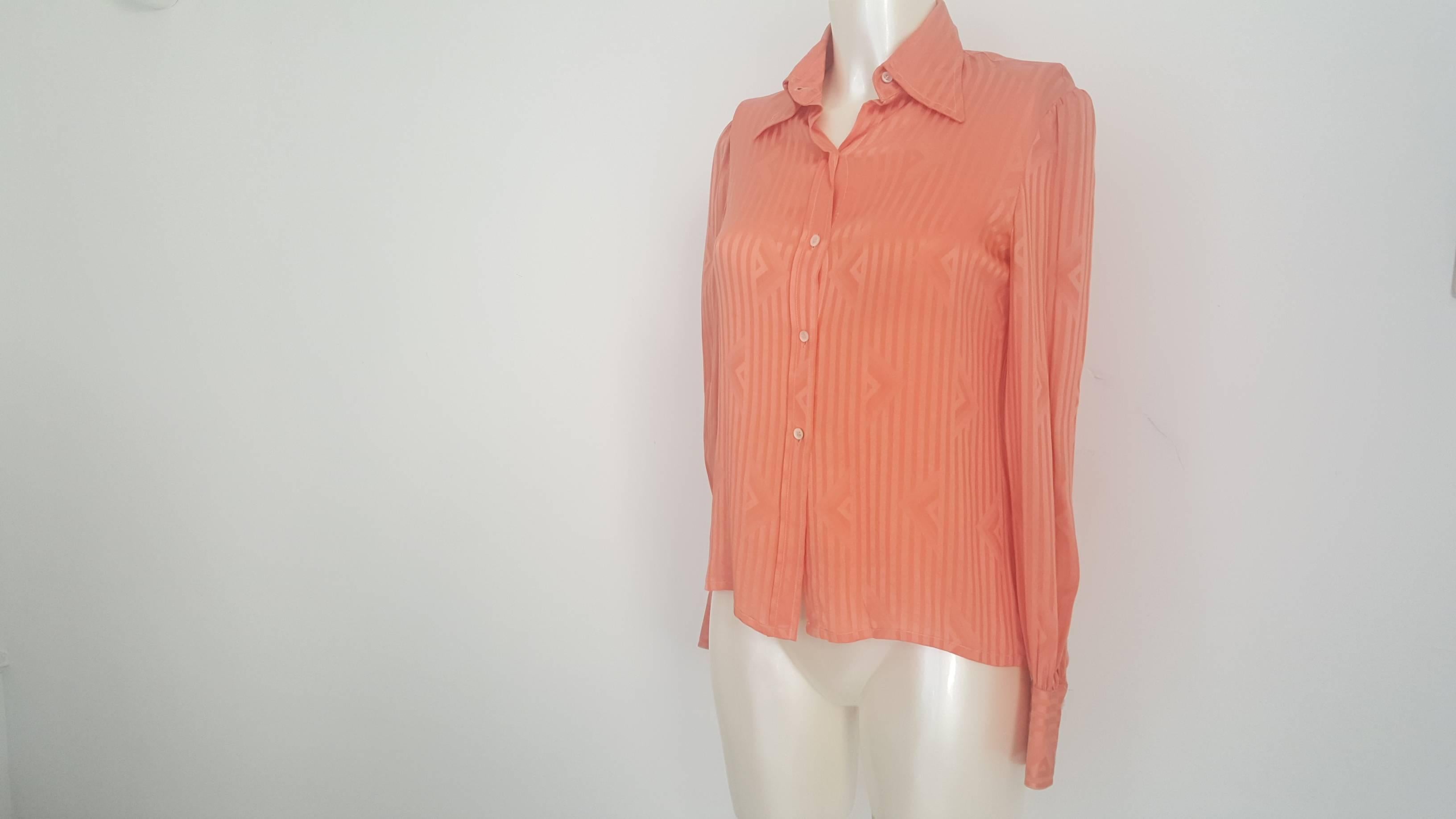Orange 1990s Valentino peach shirt 100% Silk