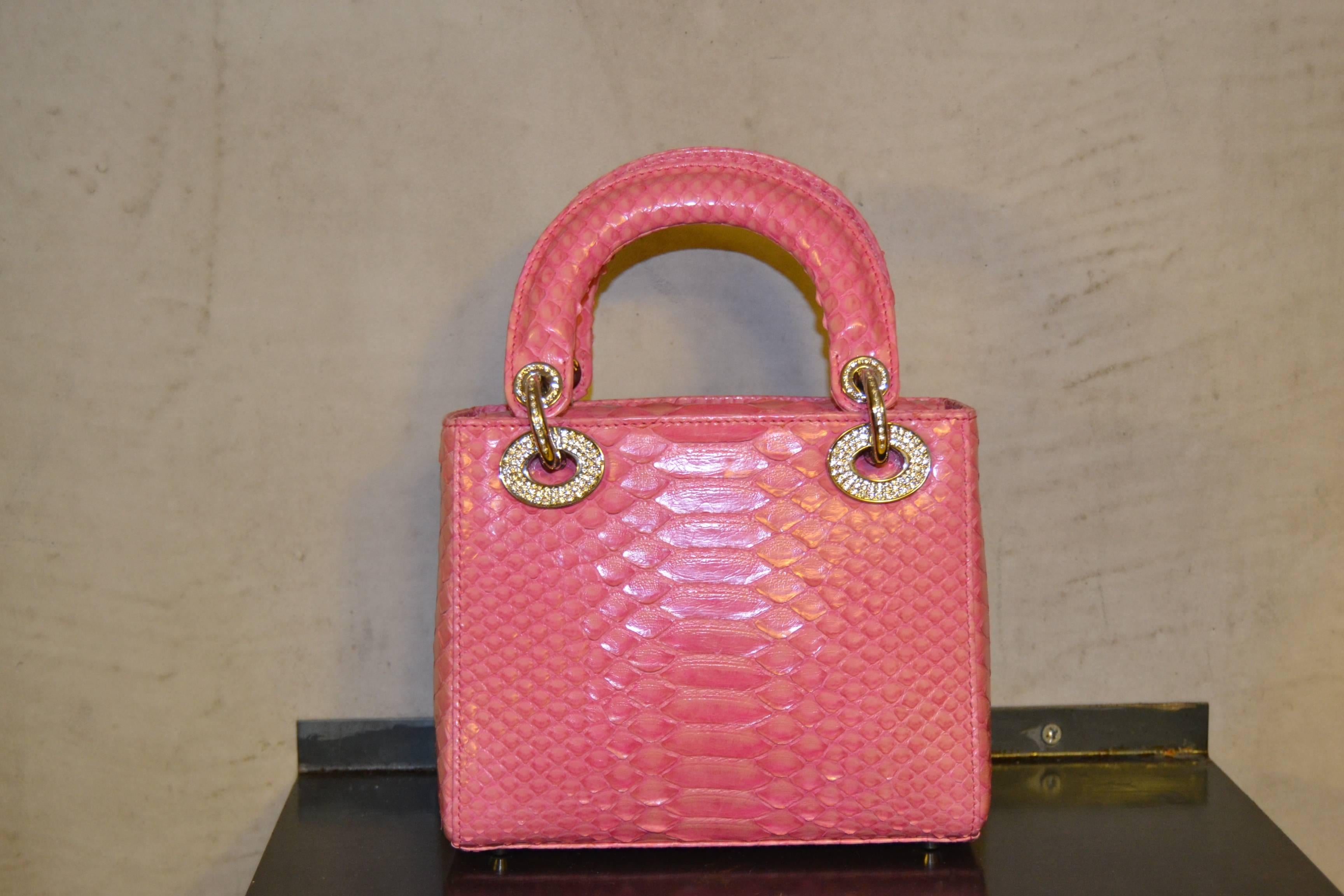2000er Christian Dior rose mini Dior in Python mit Swarovski Damen