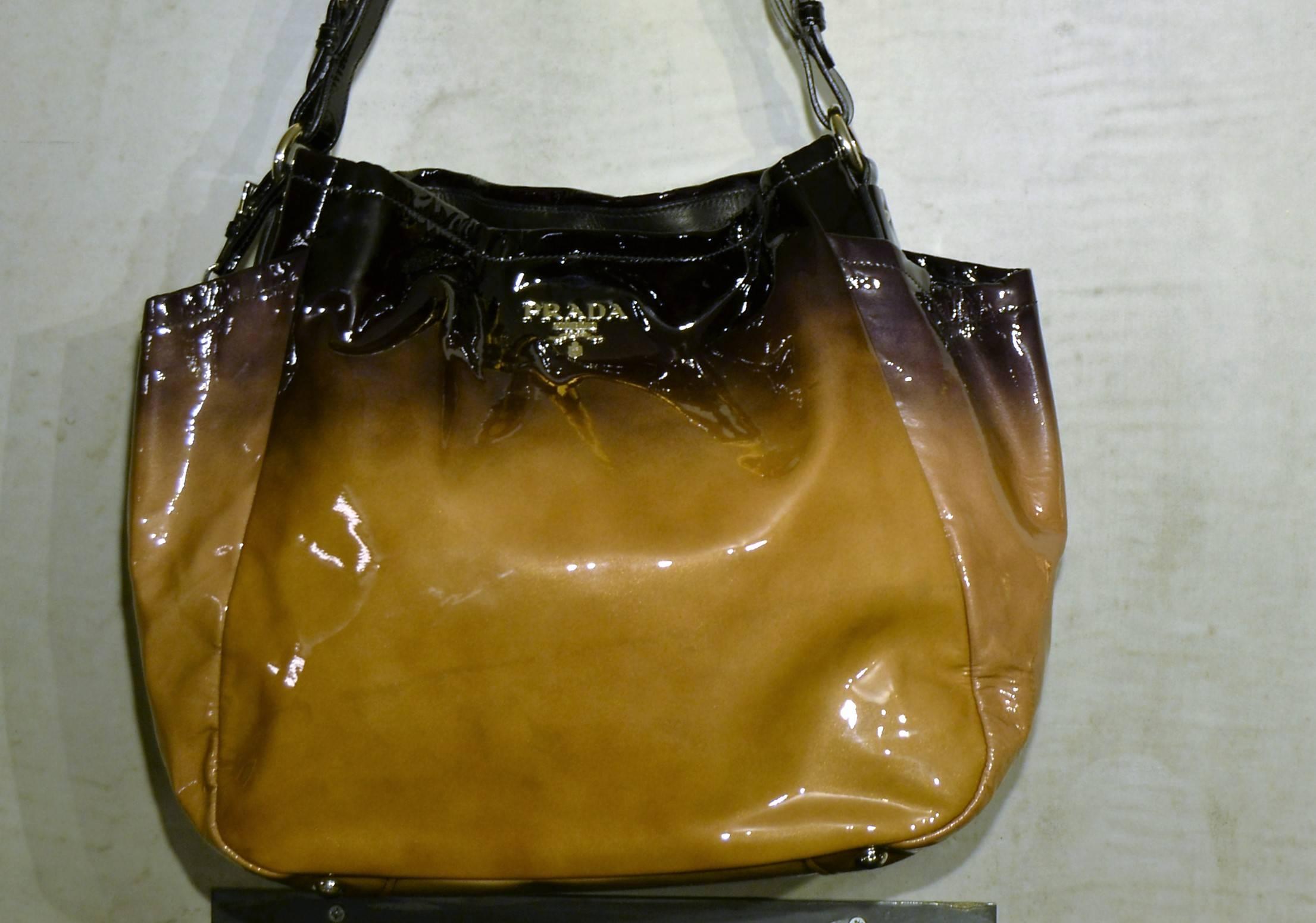 Brown 2000s Prada multi colour vernish bag