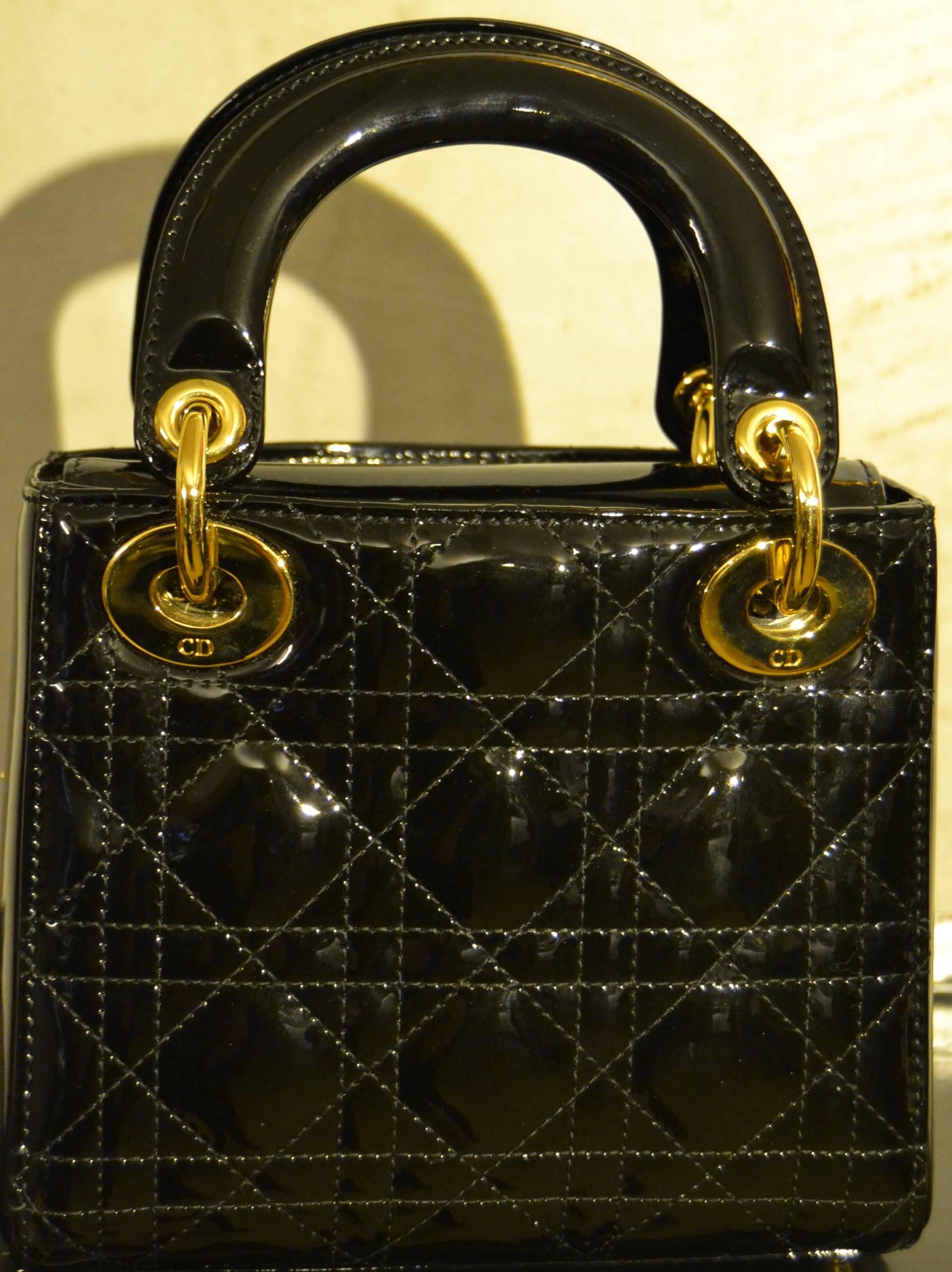 Women's 2000s Christian Dior black vernish mini dior bag