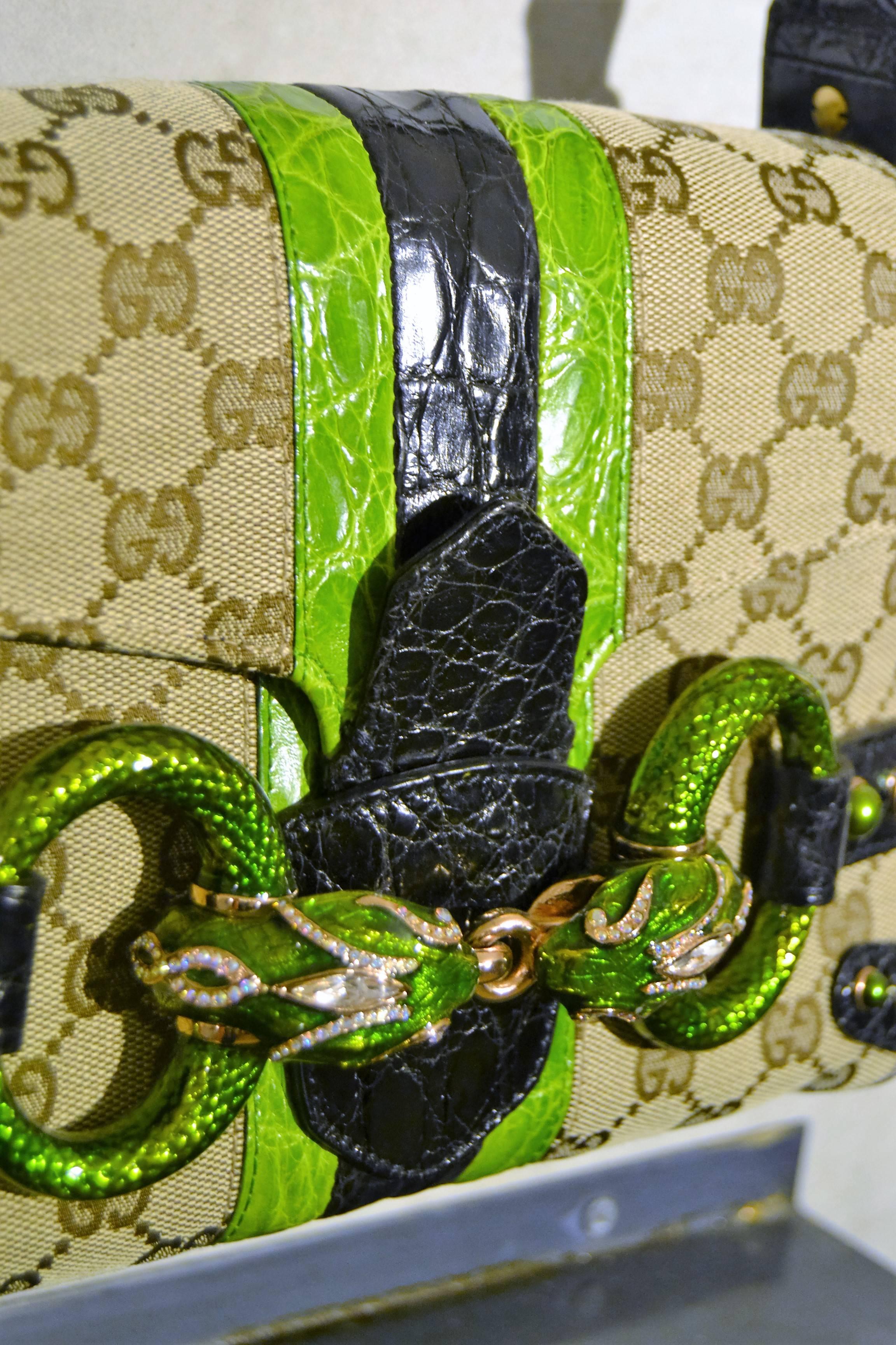 1990s Gucci monogram python skin bag In New Condition In Capri, IT