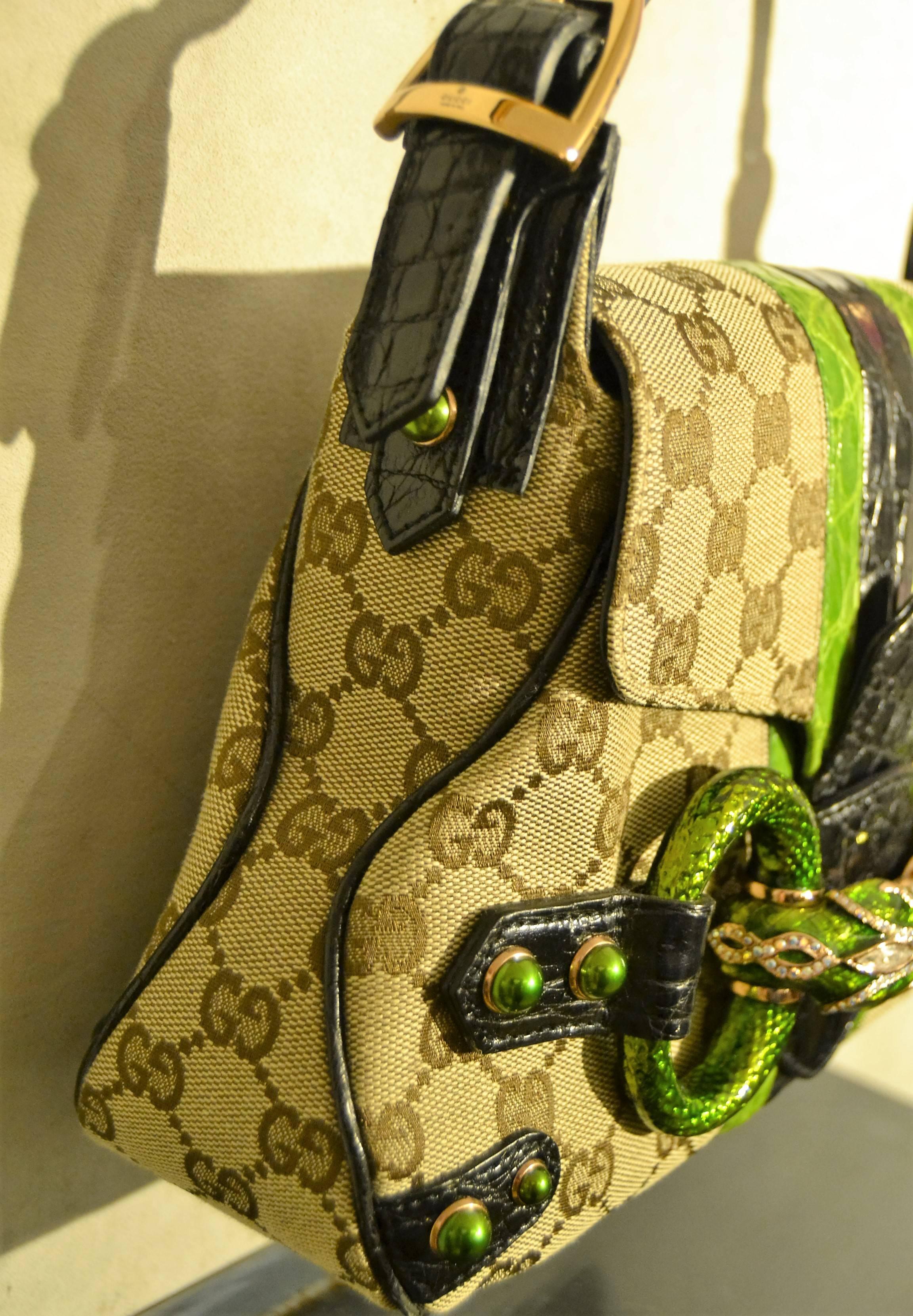 Women's 1990s Gucci monogram python skin bag