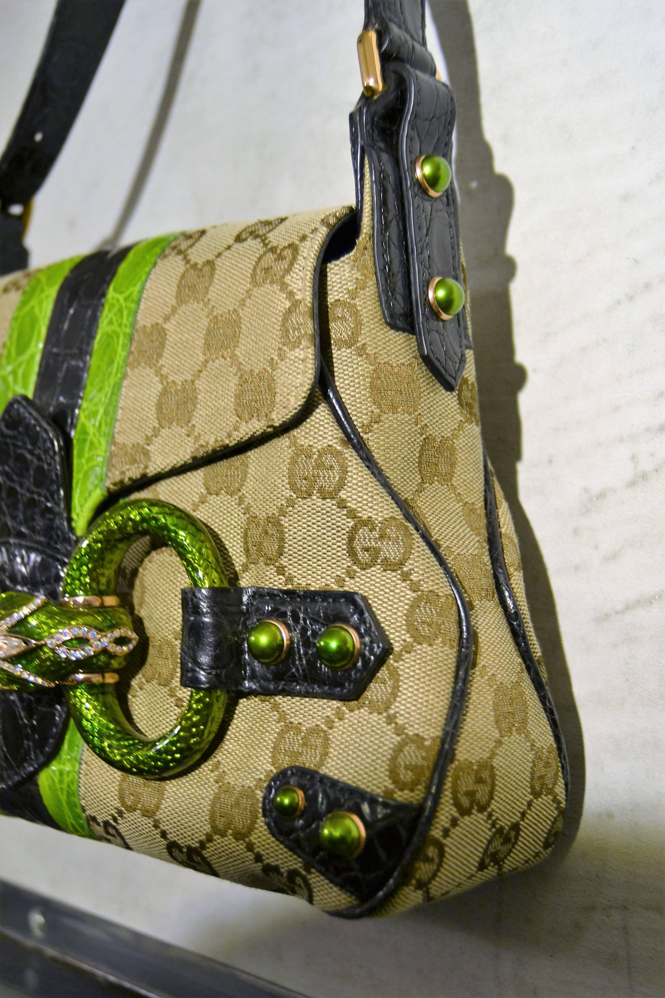 1990s Gucci monogram python skin bag 1