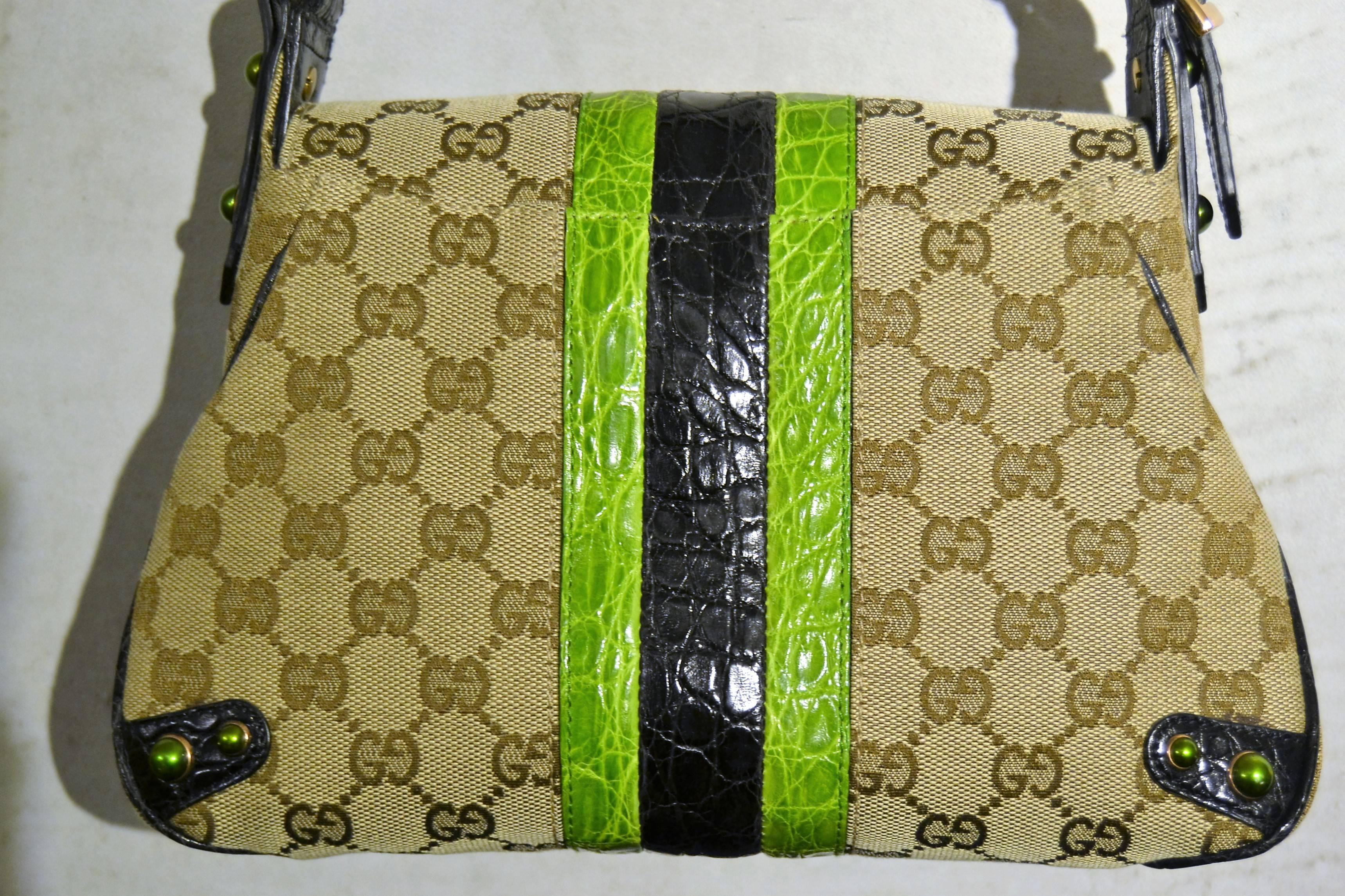 1990s Gucci monogram python skin bag 2