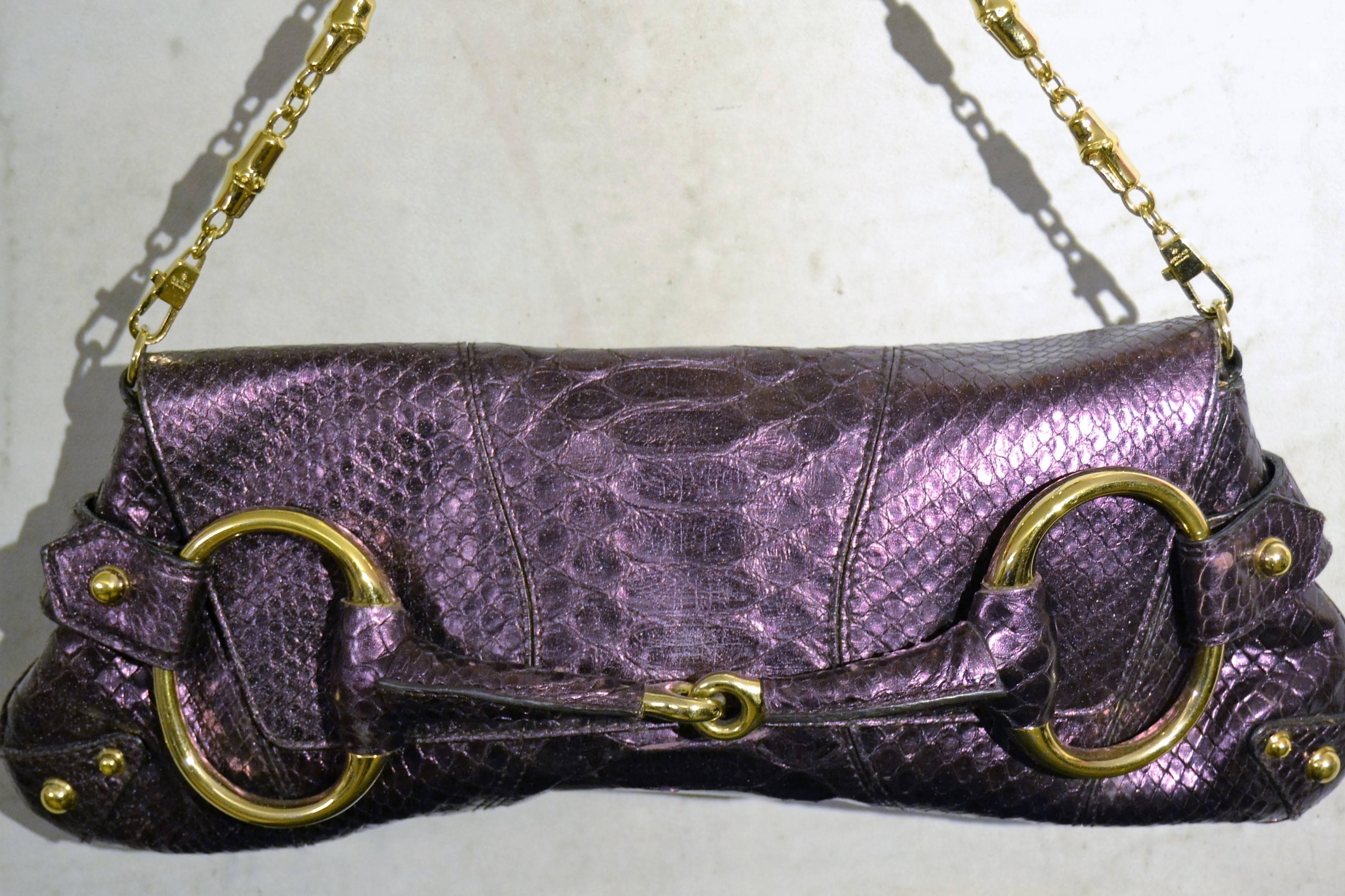 1990s Gucci purple python skin bag