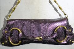 1990s Gucci Chain purple python skin bag